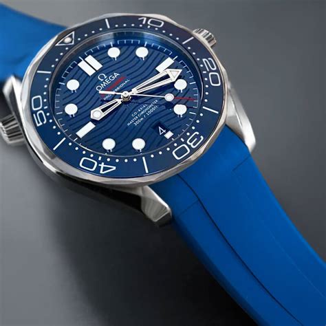 omega seamaster blue dial brown strap|omega seamaster 300m strap.